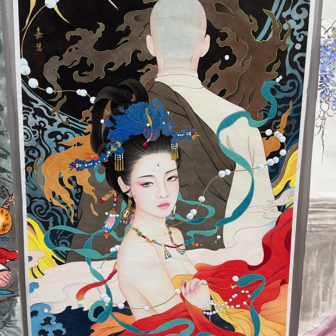 国画尺寸70X138手绘作品