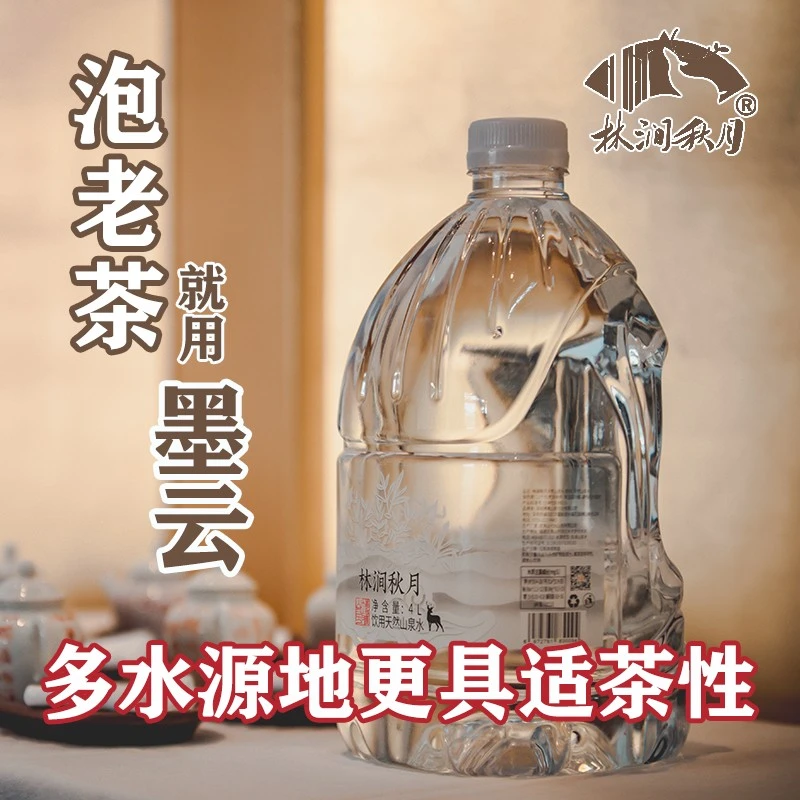 林涧秋月墨云 武夷天然山泉泡老普洱茶陈皮PK饮用矿泉水4L*4桶*20