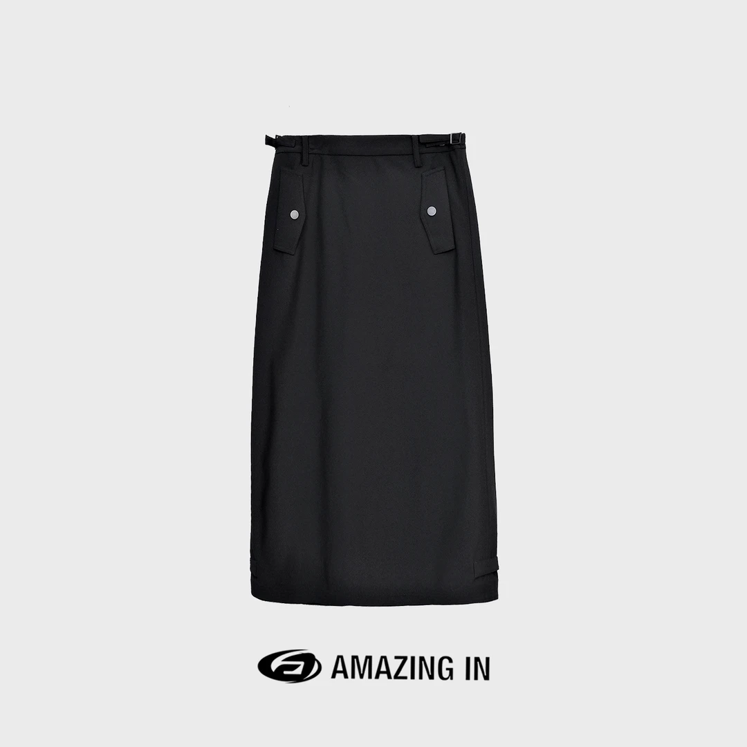 AMAZING IN 秋冬新款百搭高定纯色直筒半身裙女A231107-RY002