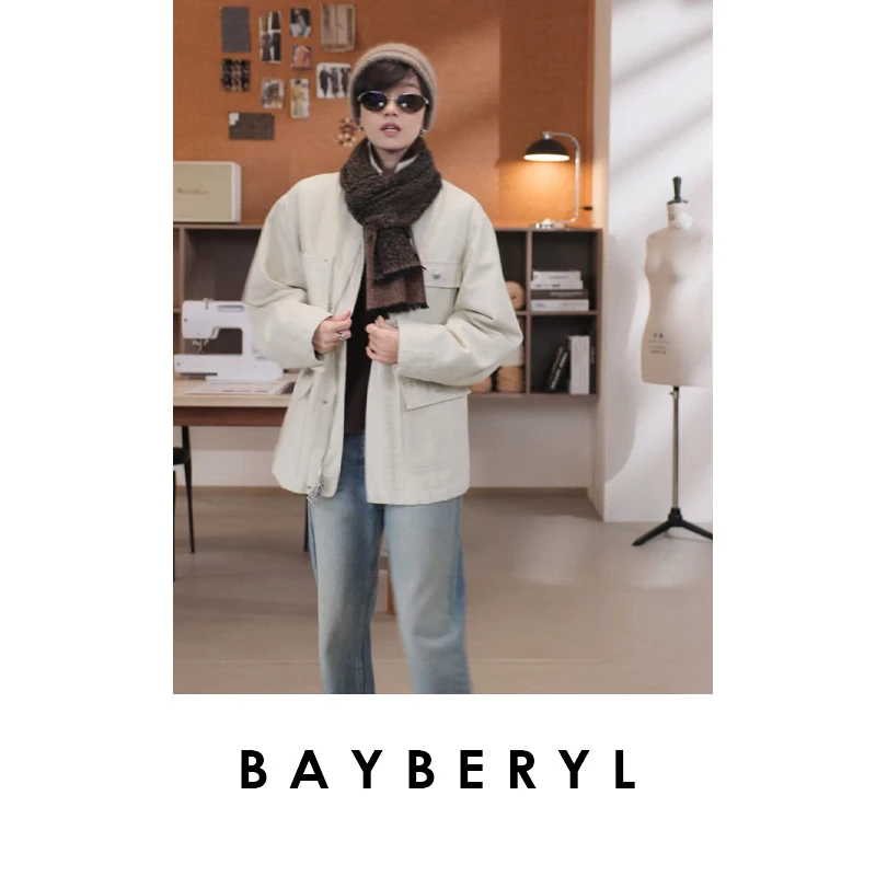 CC10-BAYBERYL老贝宿白*3M灯芯绒领巴恩日系宽松25秋外套MF5F1702
