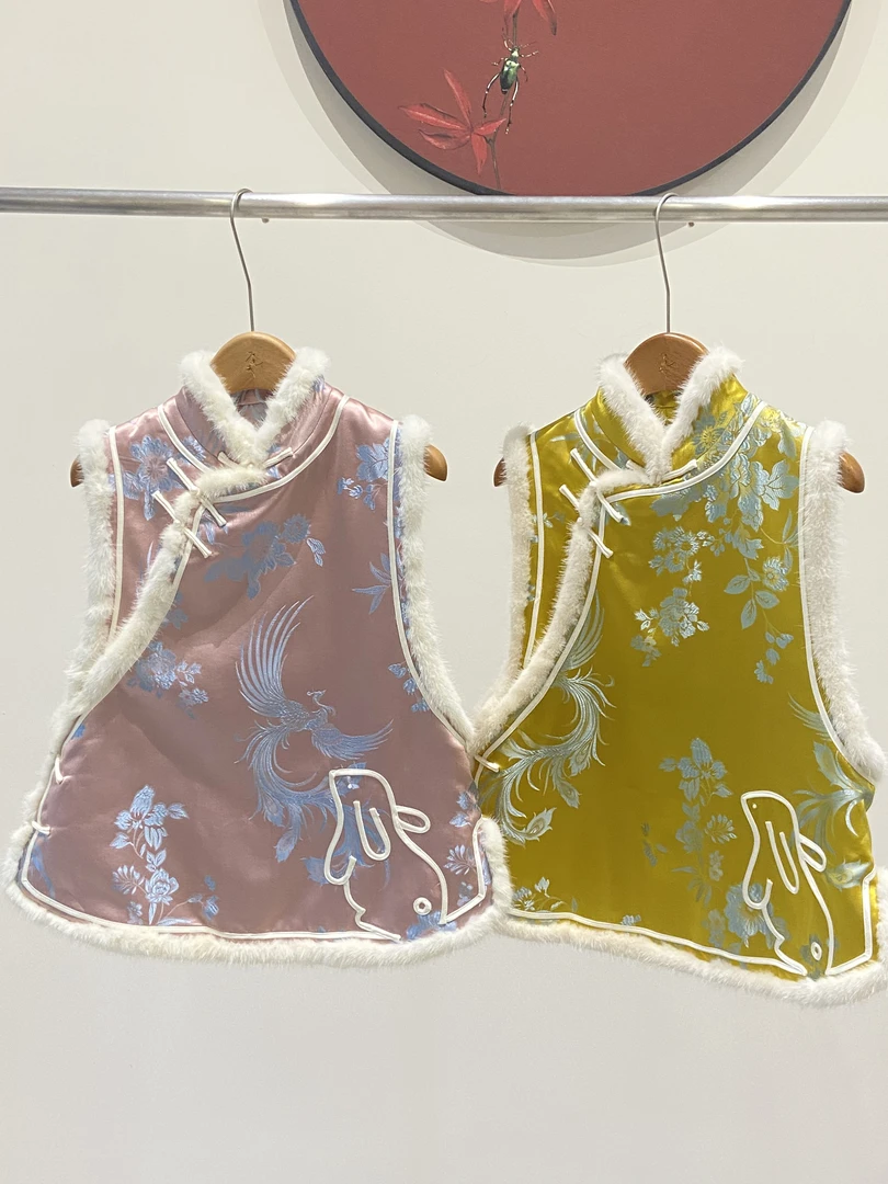 【不晚集】玉兔毛边马甲中国风