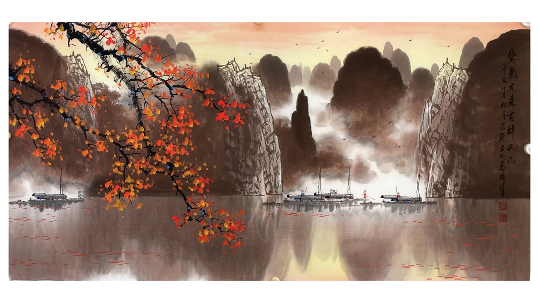 张泉踪彩墨山水-四尺-紫气东来