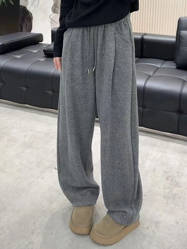 孕妇加绒亮片撒银工艺秋冬新款阔腿裤DLS云朵裤冬季慵懒弯刀裤