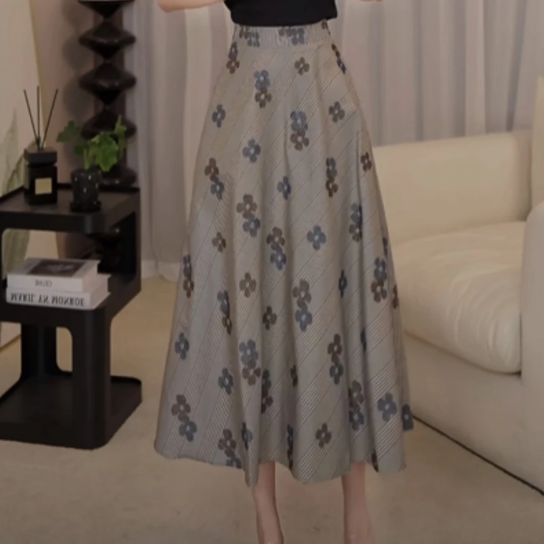 AMASS/阿玛施夏季新款限定款轻礼服复古印花赫本半身裙5200428