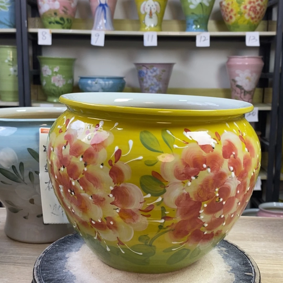 景德镇手工手绘陶瓷花盆