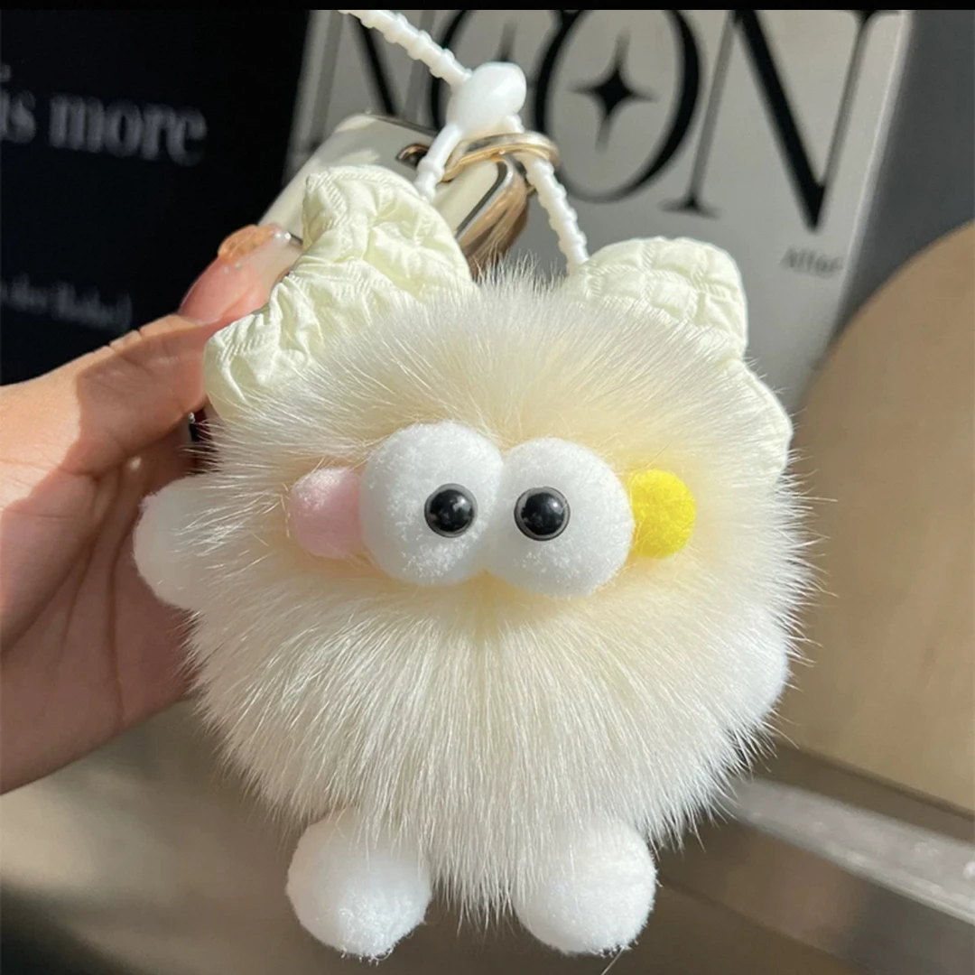 新款创意狐狸毛蝴蝶结小煤球挂件少女心书包包挂饰车钥匙扣配饰女