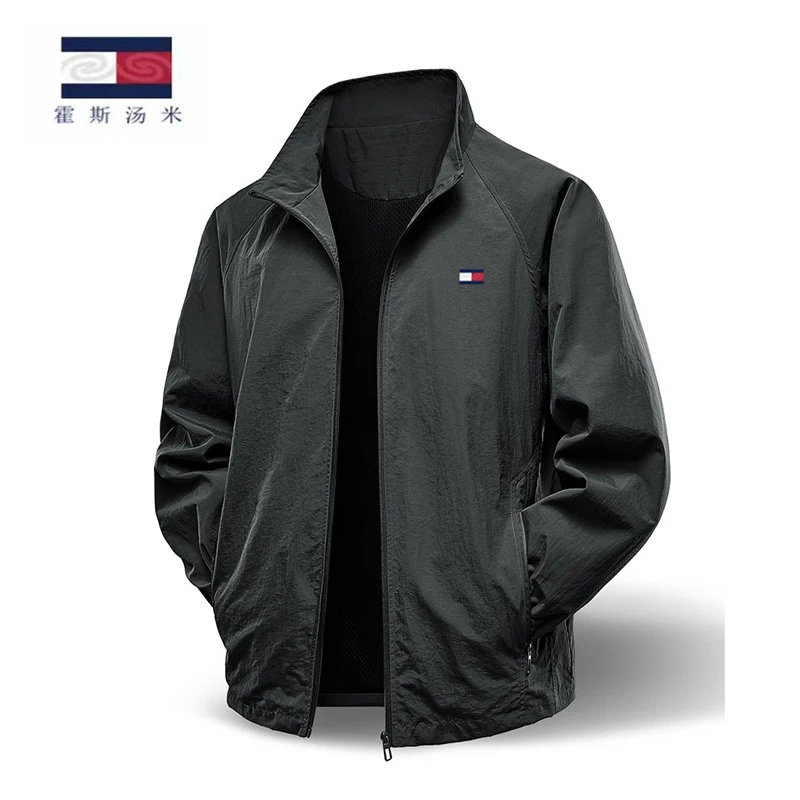 霍斯汤米夹克男士外套运动春秋季薄款宽松立领春秋季大码胖子户外