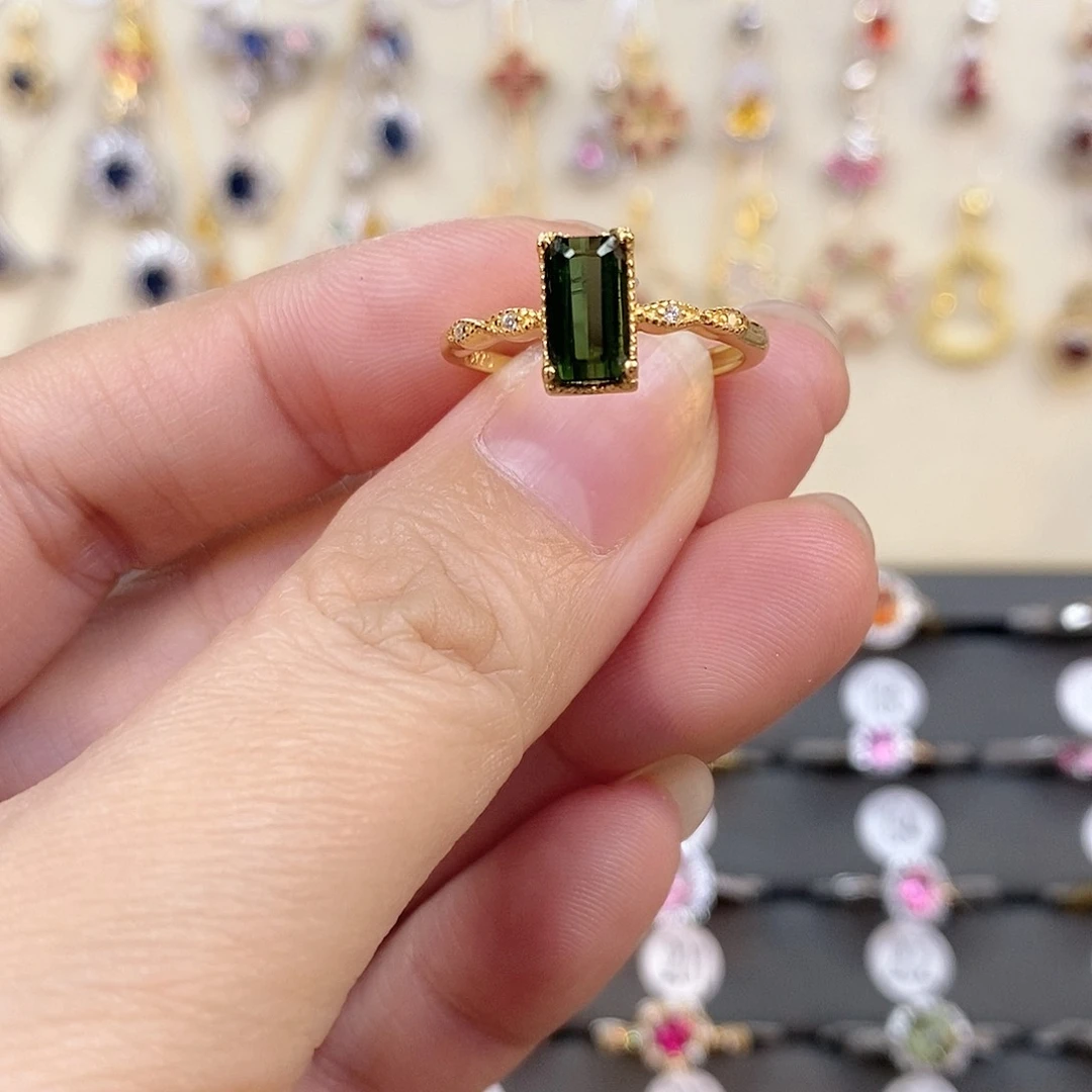 碧玺戒指银S925镶嵌方