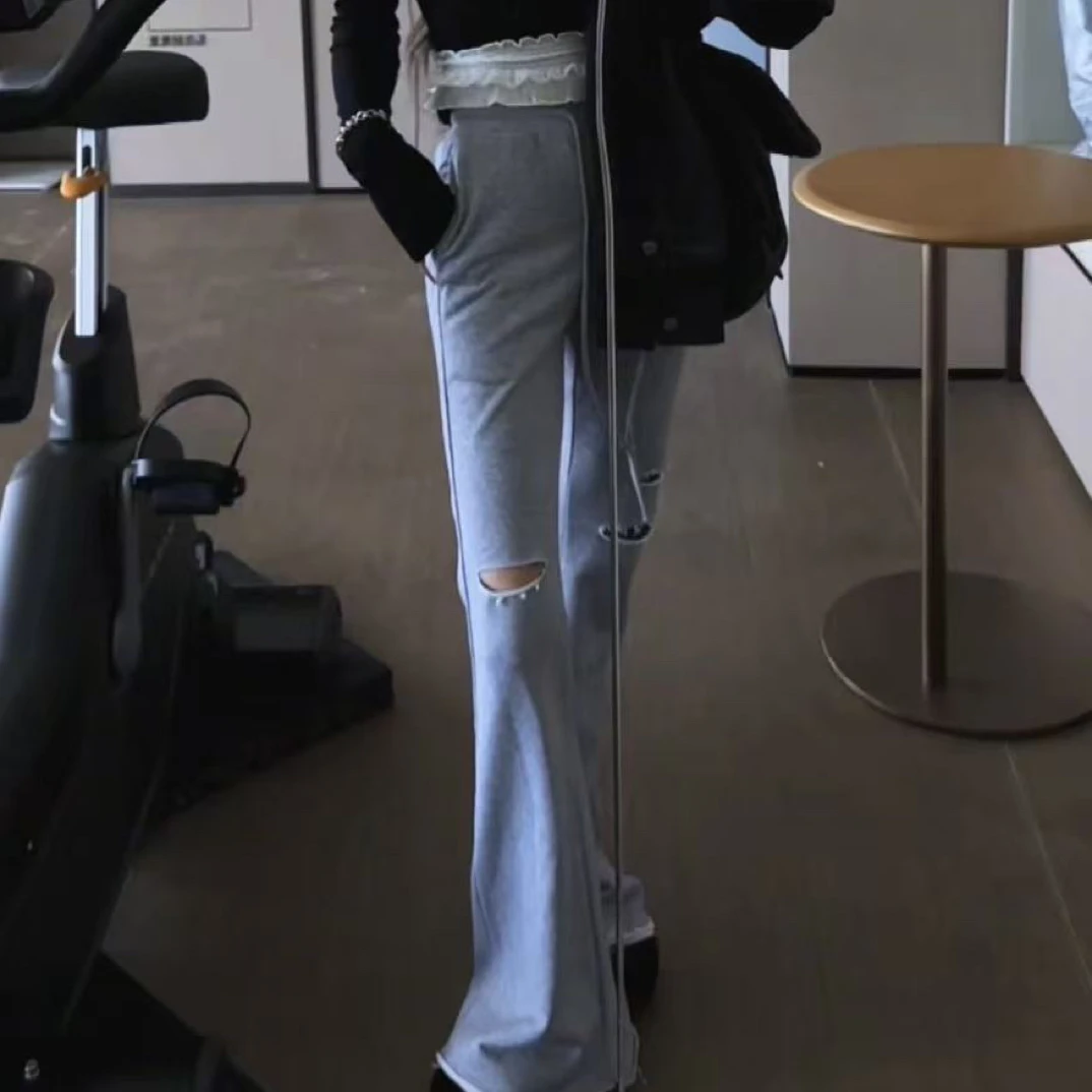 四色修身微喇卫裤