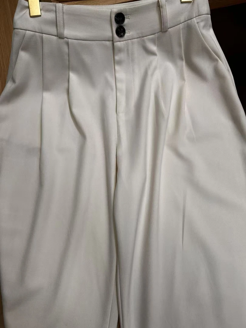 品牌单羊毛直筒春秋裤百搭新款高腰阔腿直筒裤纯色高级HY040