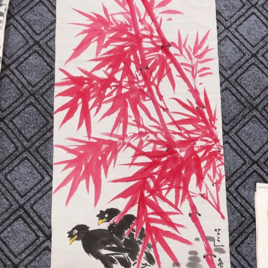 国画三尺花鸟作品