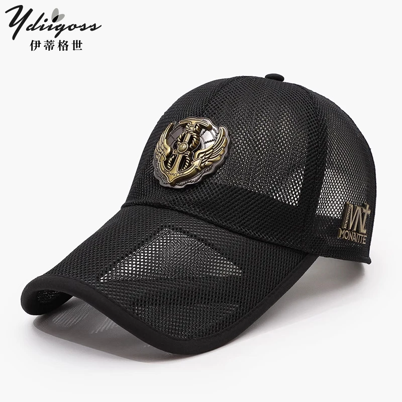 YDIIGOSS男士帽子夏季薄款鸭舌帽户外防晒加长檐遮阳帽透气棒球帽