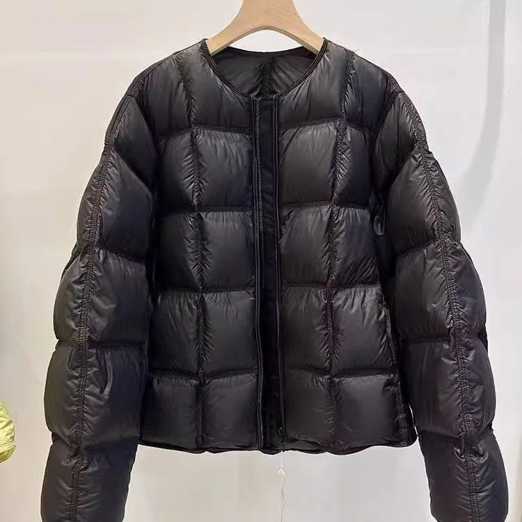 冬季新款洋气百搭保暖显瘦棉服2025韩系简约纯色圆领夹棉外套女潮