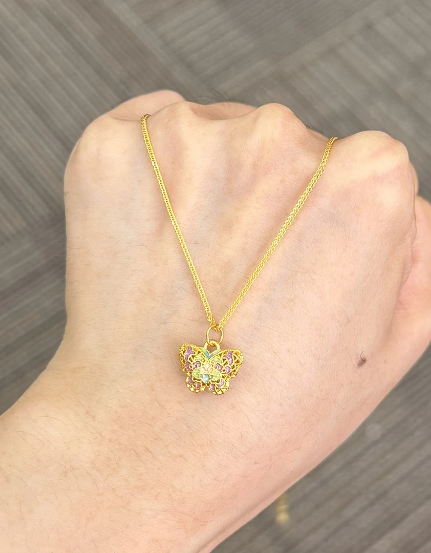 足金999 花丝紫蝴蝶一套（赠银项链）