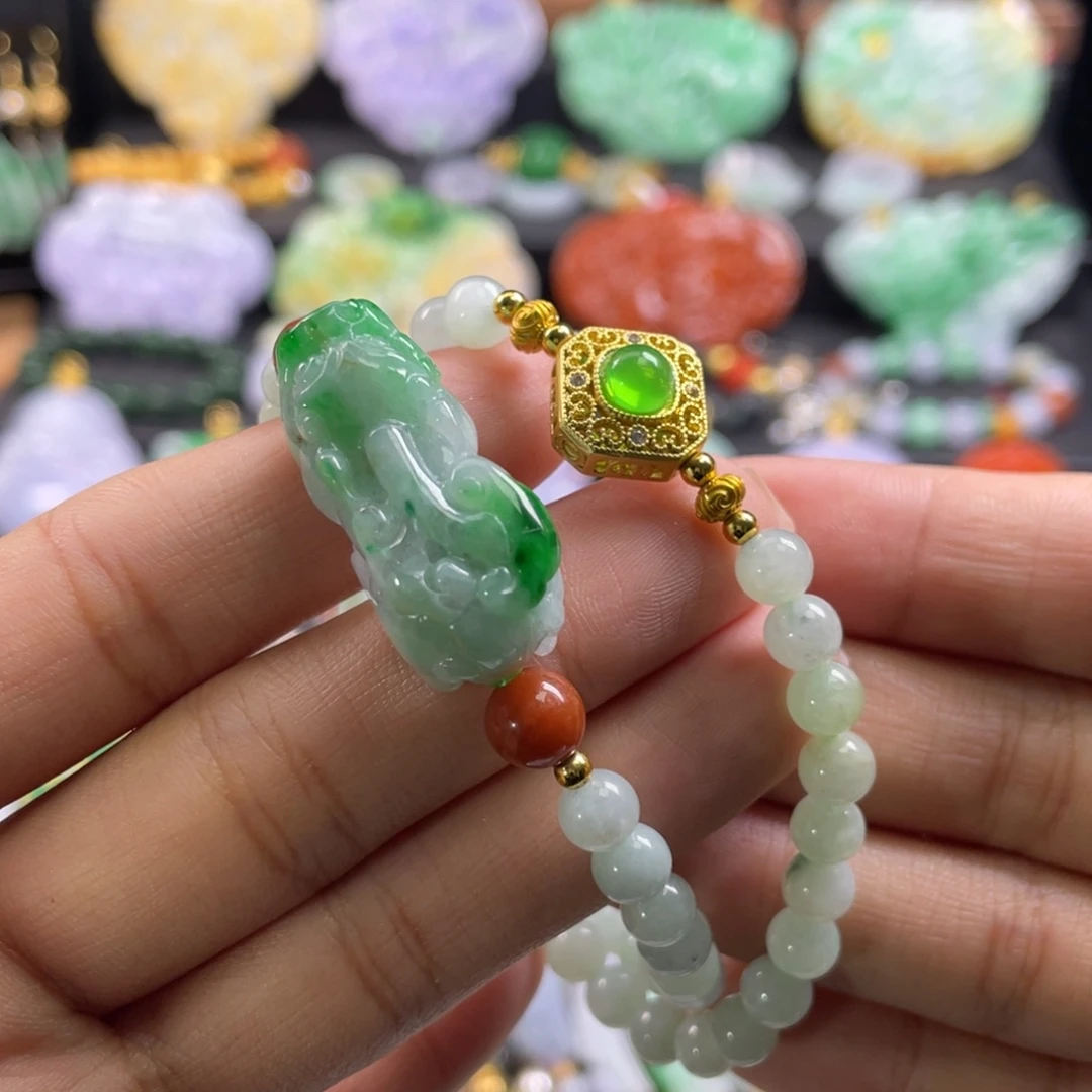 翡翠未镶嵌手链代编织