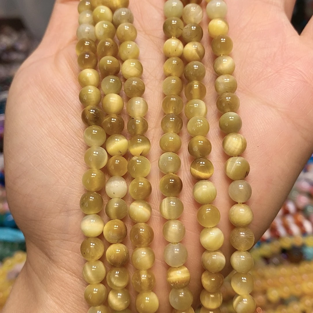 散珠玛瑙/玉髓6.5mm金虎一条