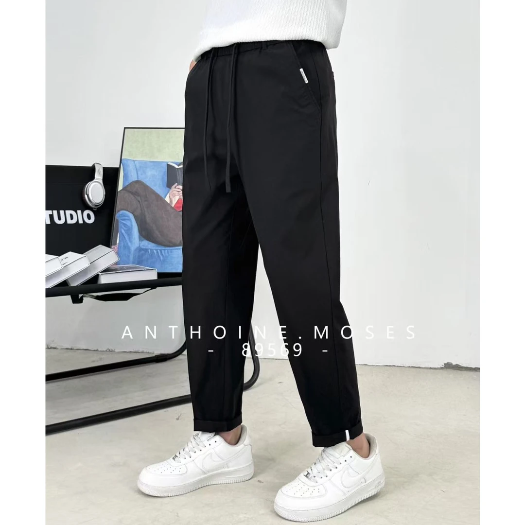 长裤薄款立体剪裁中腰格子休闲裤夏季运动男装宽松