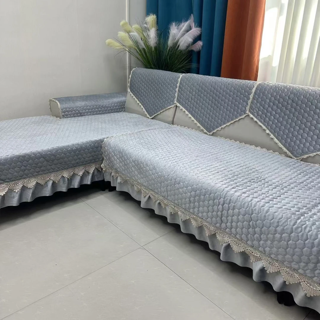 冬季防滑沙发坐垫靠背巾三座一妃简约纯色四季款家用沙发套全盖