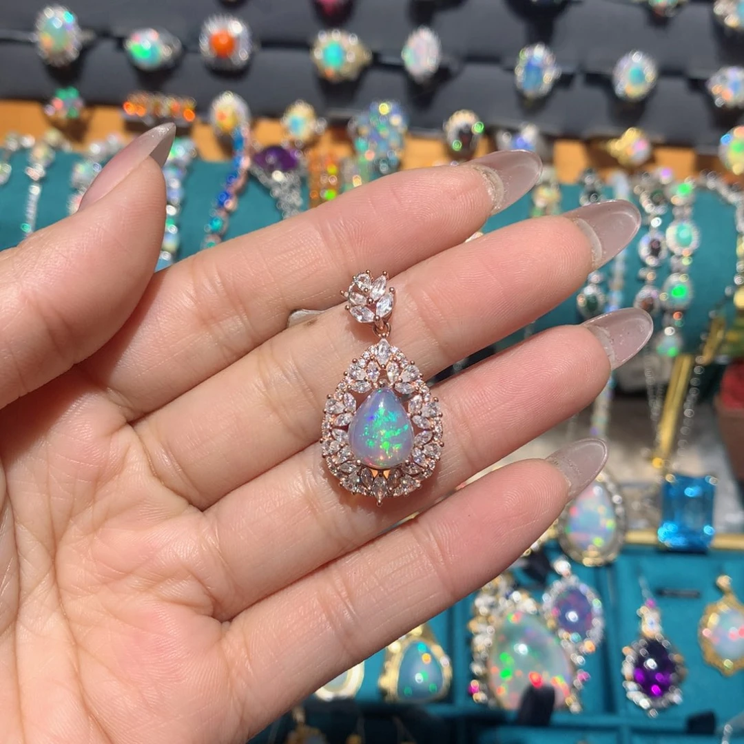 欧泊福利吊坠银S925镶嵌随**！