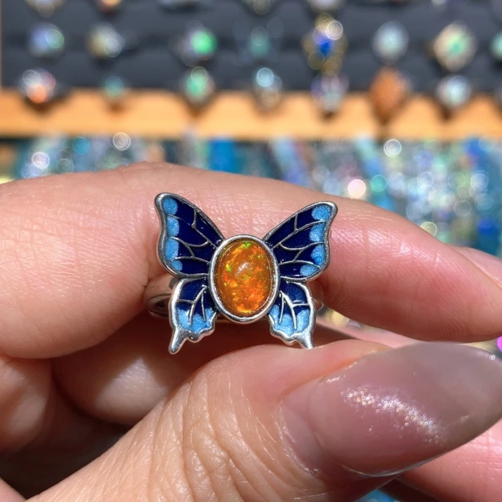 欧泊福利戒指银S925镶嵌