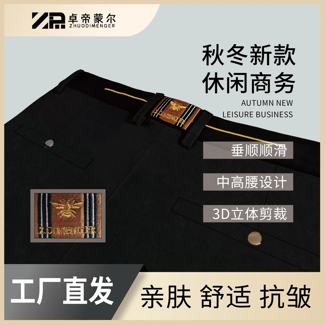 【高端刺绣蜂王】索威森秋冬加厚款男弹力免烫抗皱男商务休闲直筒裤