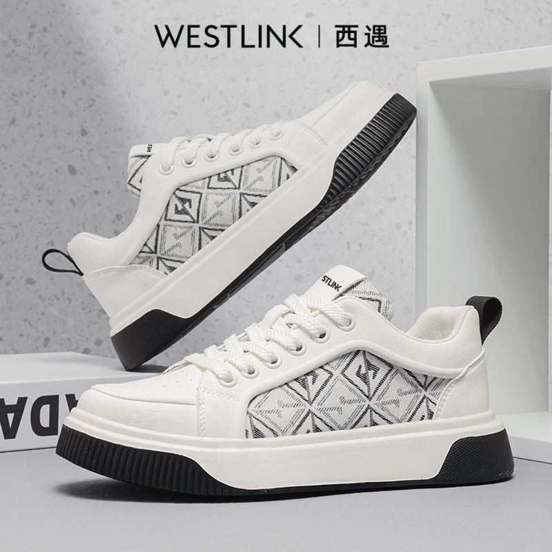 Westlink/西遇夏季休闲板鞋干净感痞帅男鞋低帮厚底透气男生鞋子