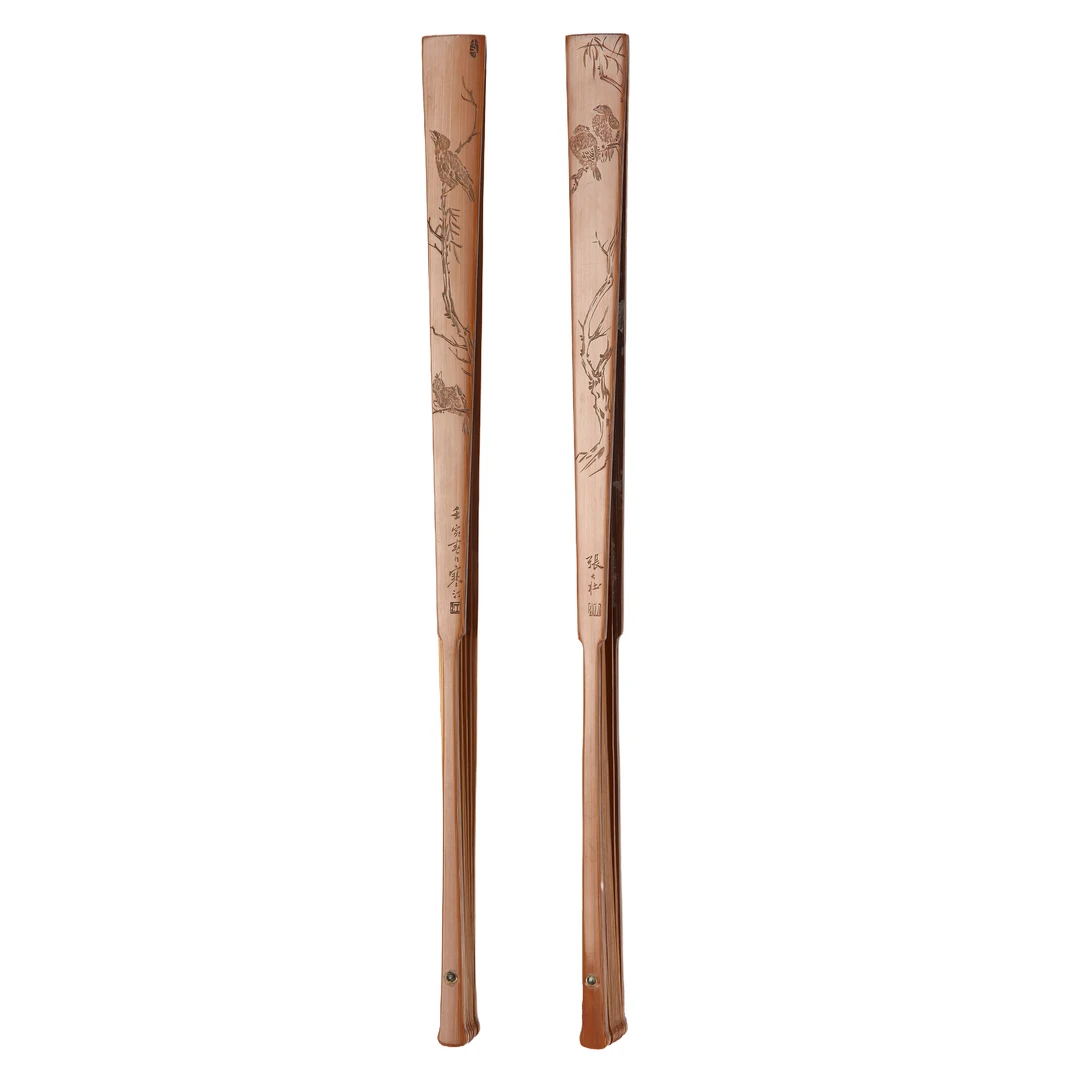 14440、支 慈 厂 张 大 壮、江 寒 汀 画稿扇骨【宣德144】