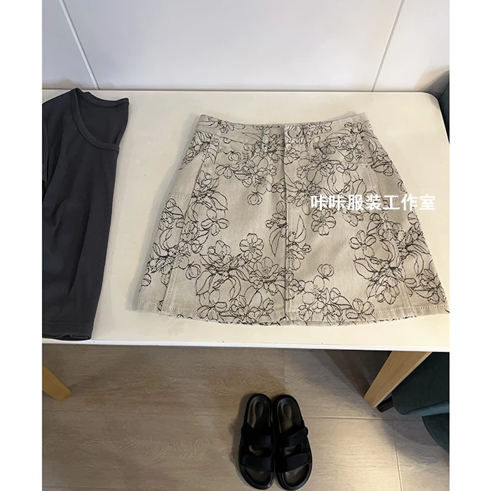 REKAYYAT“遐想”夏季新品新中式提花刺绣高级洋气百搭牛仔半身裙