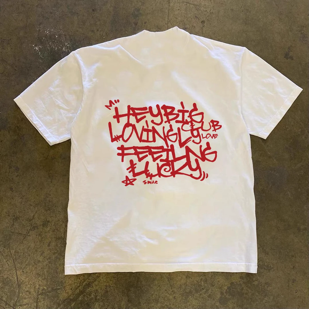 纯棉短袖t恤男士夏季美式设计感字母印花半袖薄款百搭情侣体恤衫