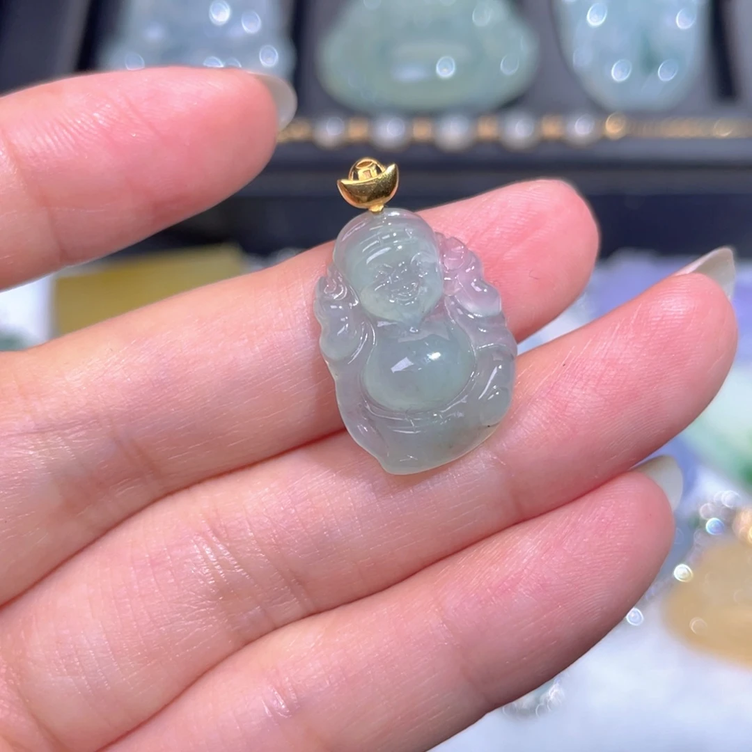 颈饰18K金镶嵌翡翠翡翠