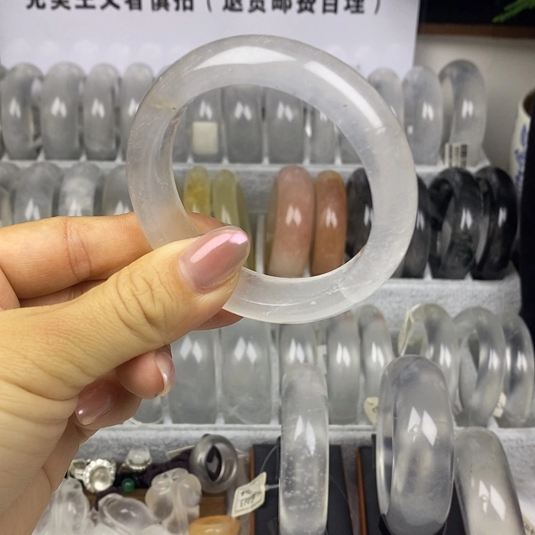 石英质玉未镶嵌手镯52.7白月光6042