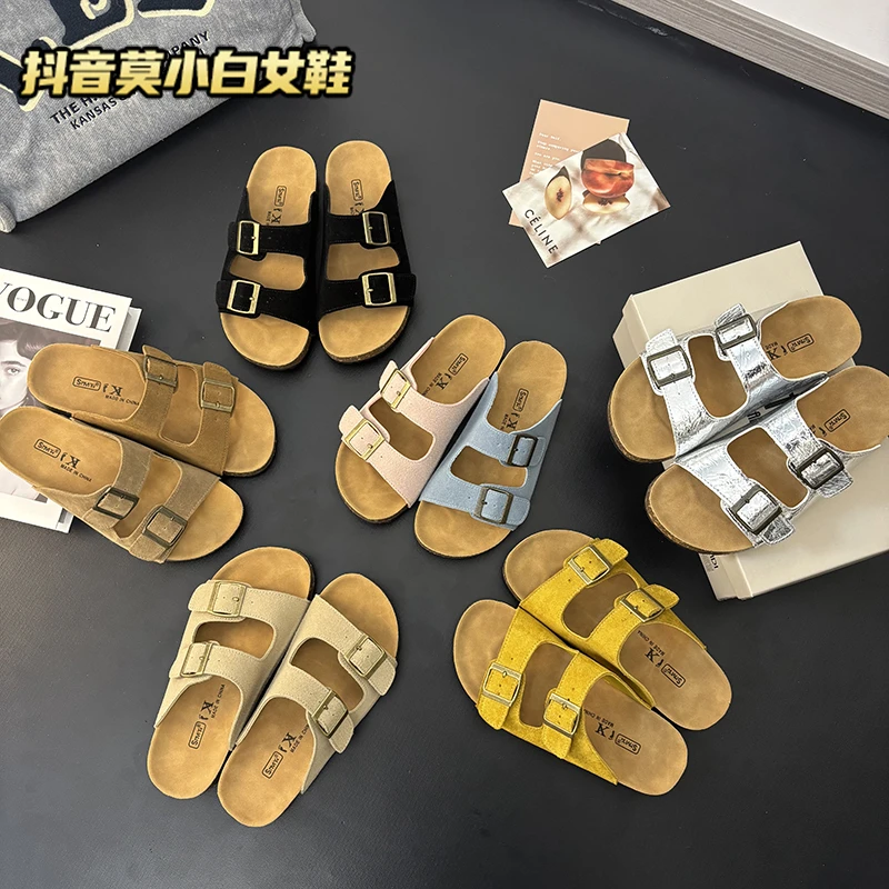 【莫小白】复古勃肯拖鞋女夏外穿2025新款厚底一字凉拖网红沙滩