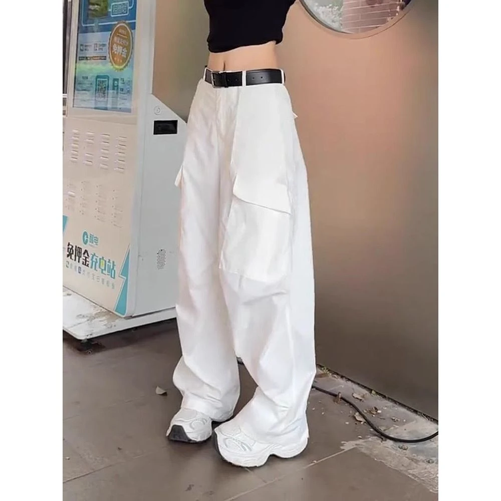 2025夏季新款白色速干多口袋工装裤子女超火薄款酷飒风户外休闲裤