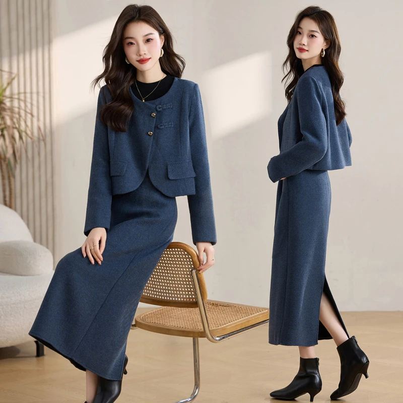 时尚套装春秋女装中长款秋季时尚包臀连衣裙秋冬气质小香风显瘦