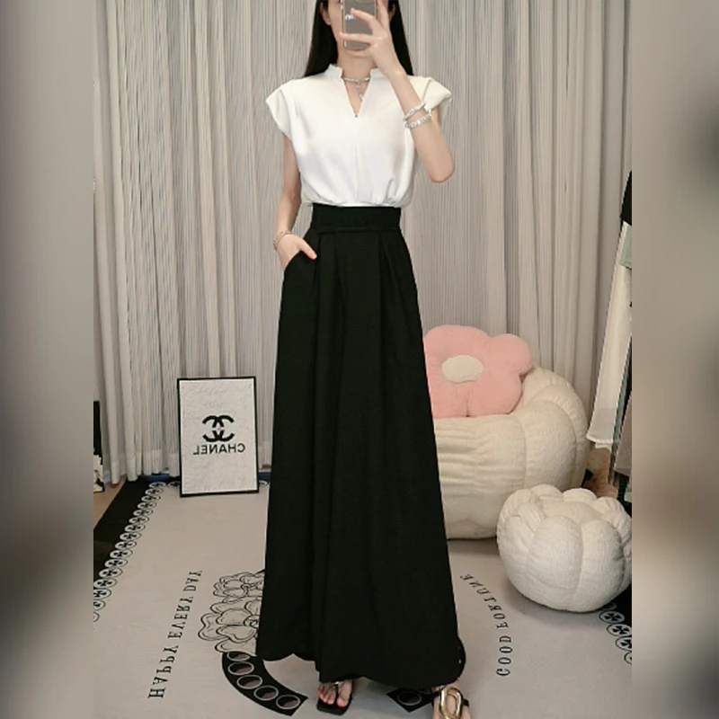 休闲风时尚套装女装气质显瘦法式上衣轻熟风阔腿裤