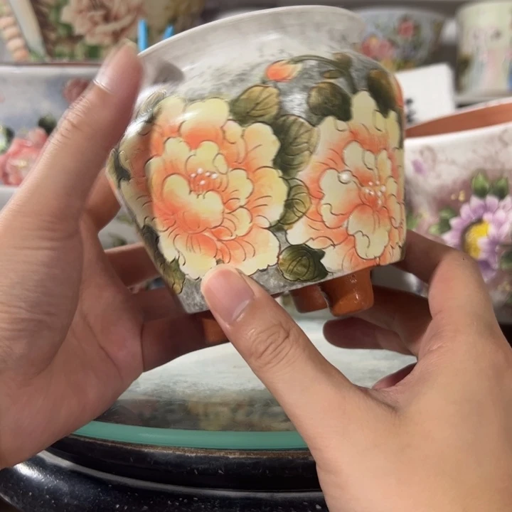 景德镇手绘花盆满38包邮偏远地区除外