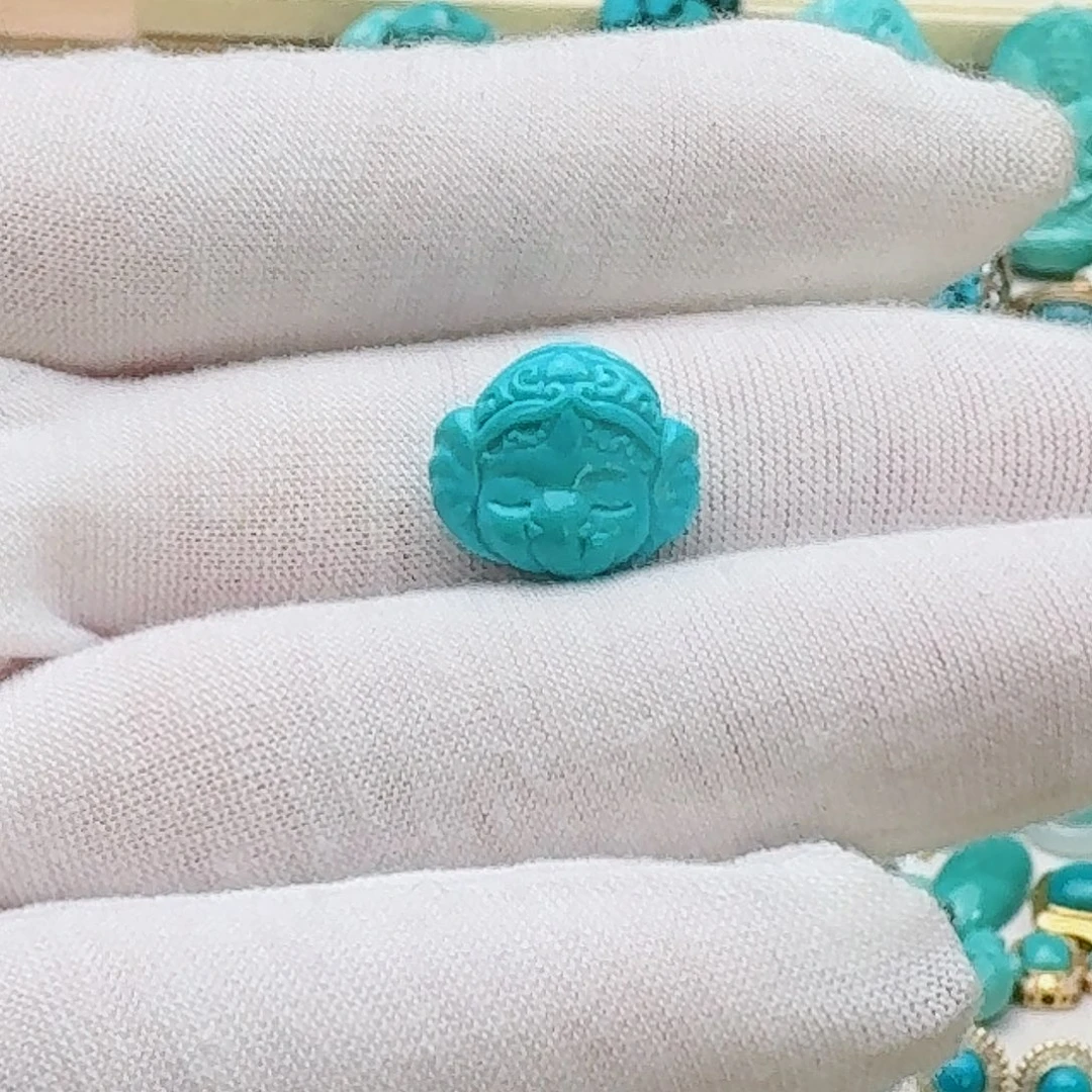 绿松石未镶嵌珠宝奇石精工象神背云