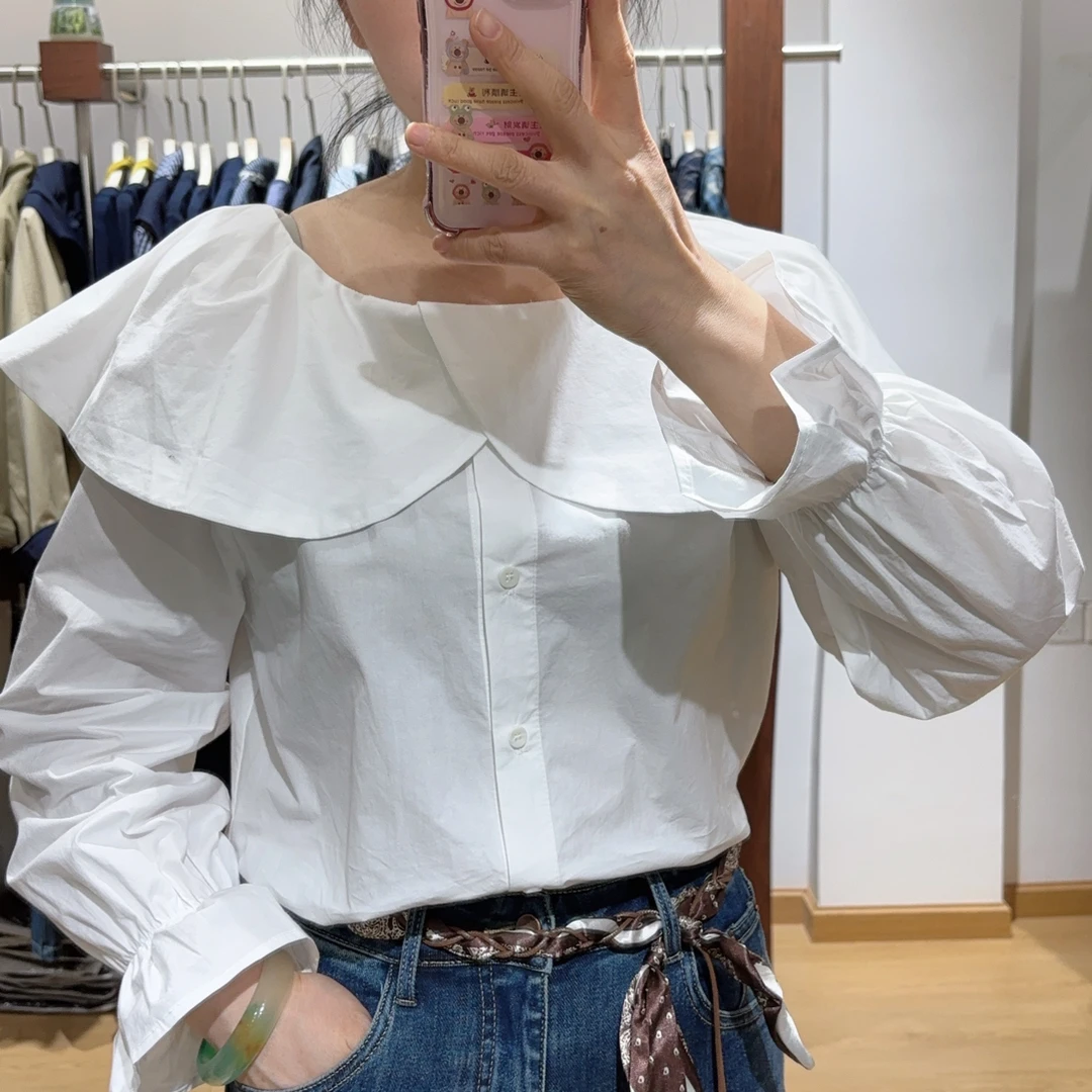 秋款荷叶领长袖衬衣258039款