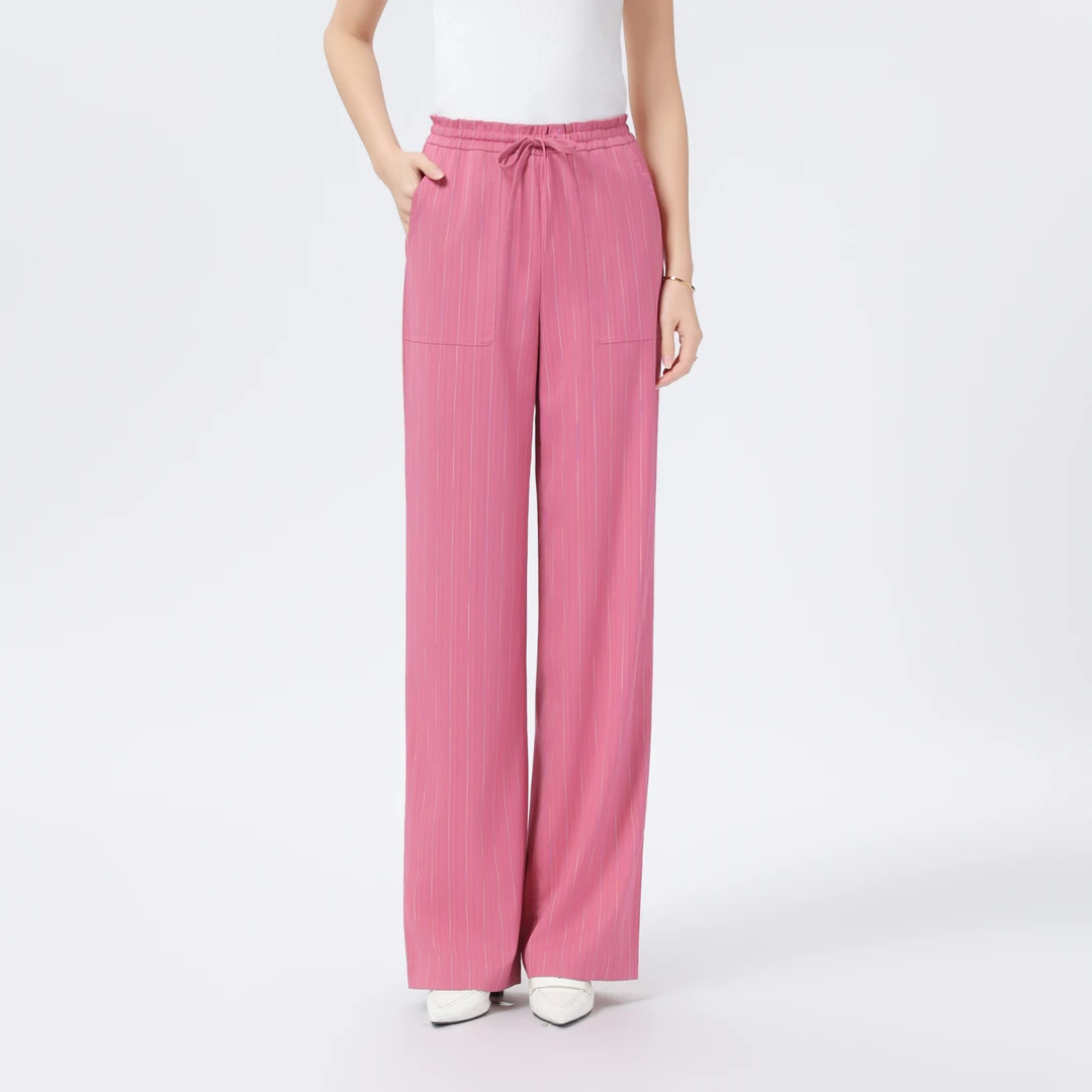 GIRDEAR/哥弟春季新款休闲条纹显瘦直筒裤休闲裤女士-1100464