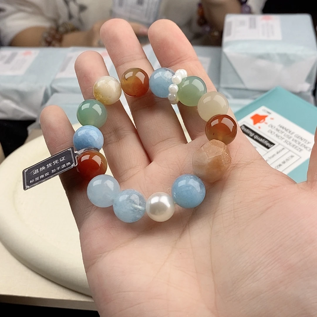 水晶银S925镀金镶嵌手链