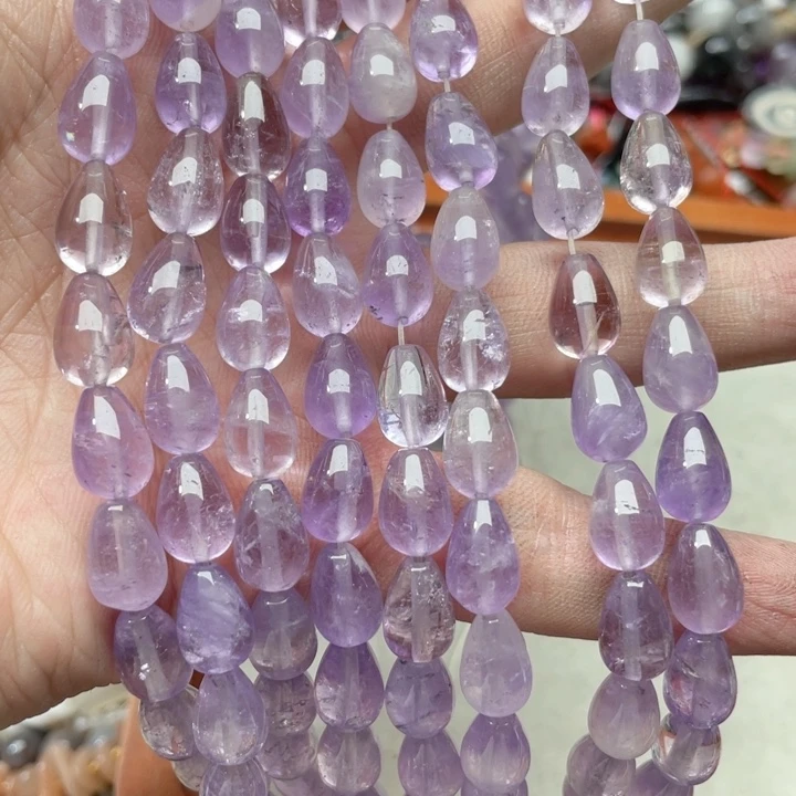 玛瑙/玉髓合金珠宝半成品一条8x12mm紫水晶水滴