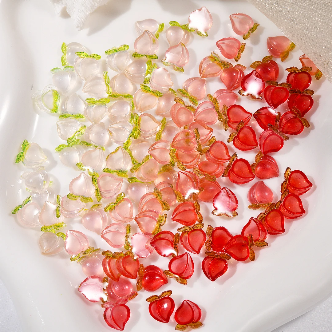 ins爆款美甲饰品光变桃子新款简约日系百搭氛围感美甲树脂装饰品