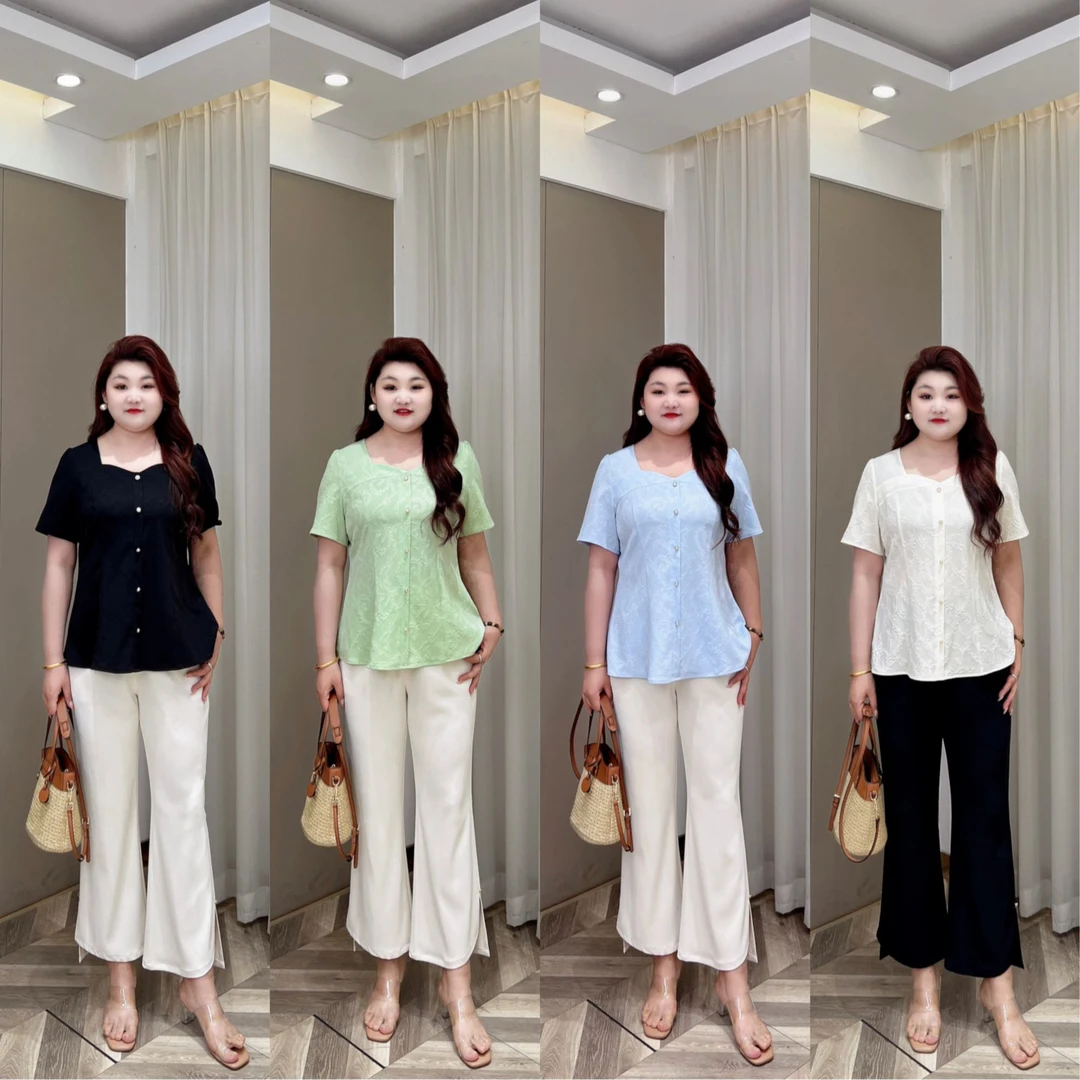 【现货上衣】PMM81937夏季新款方领国风气质显瘦大码上衣