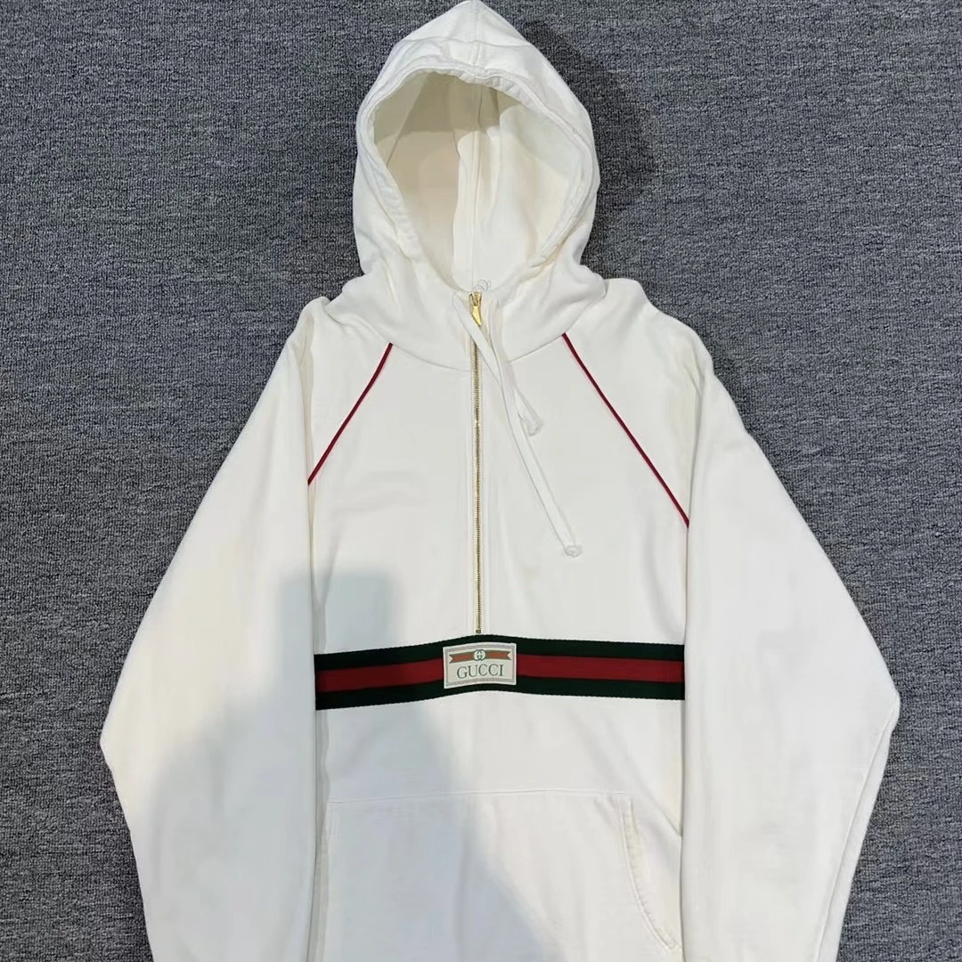 99新 GUCCI/古驰 古驰半拉链腰带帽衫/尺码:L