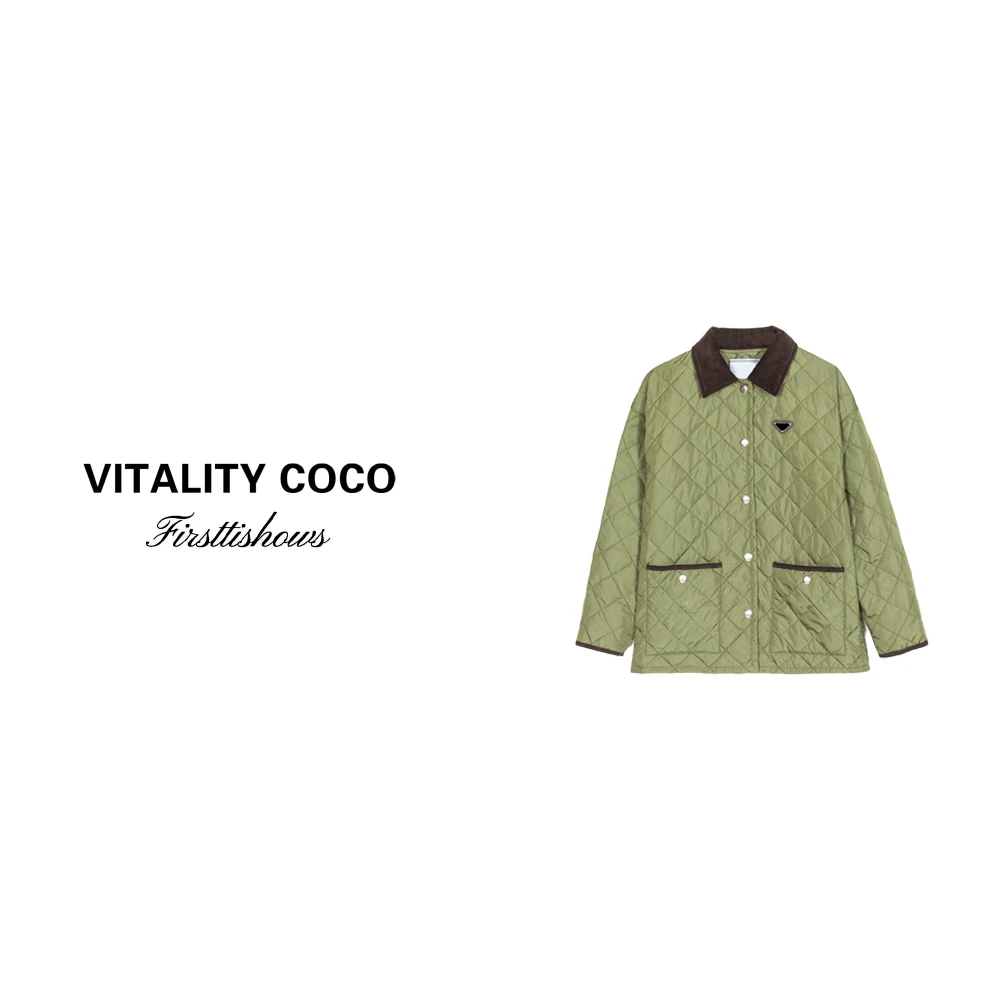 「VITALITY COCO」上新热卖老钱绿三角标高定长款棉服1372