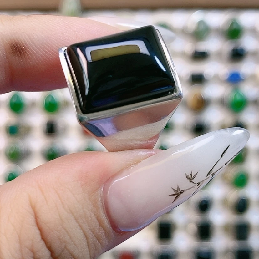 【闪购商品】玛瑙/玉髓戒指银S925镶嵌火**、