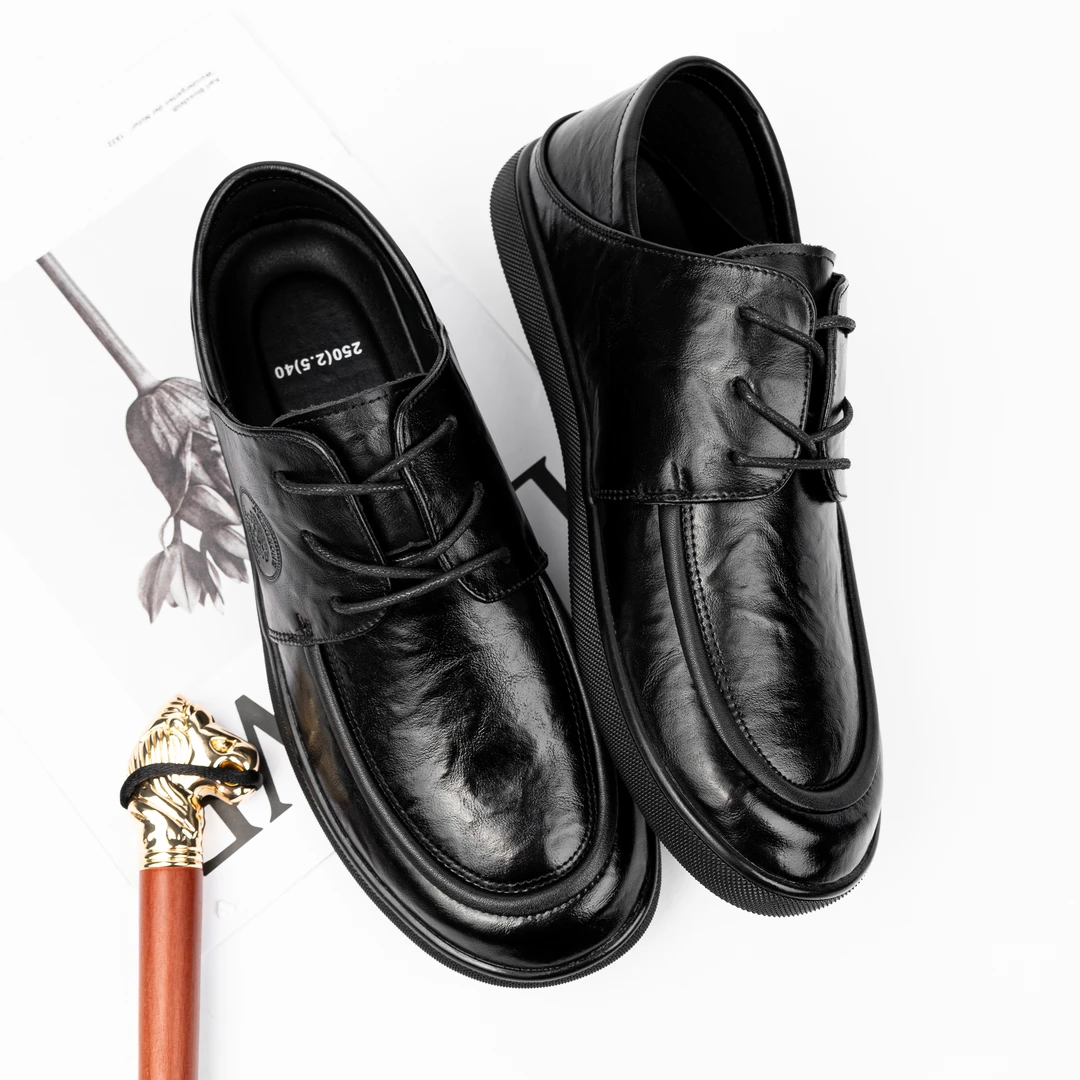 休闲商务风牛皮透气纯色休闲皮鞋春秋季商务潮流皮鞋25177