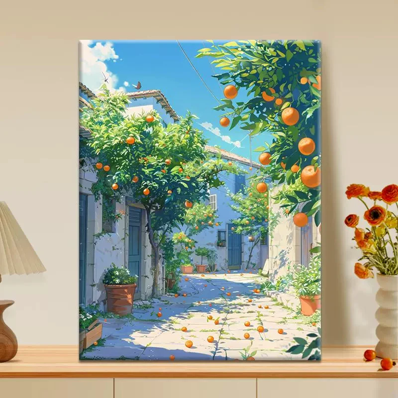 春的复苏diy数字油画填色新款丙烯画手工填充夏天风景丙烯油彩画