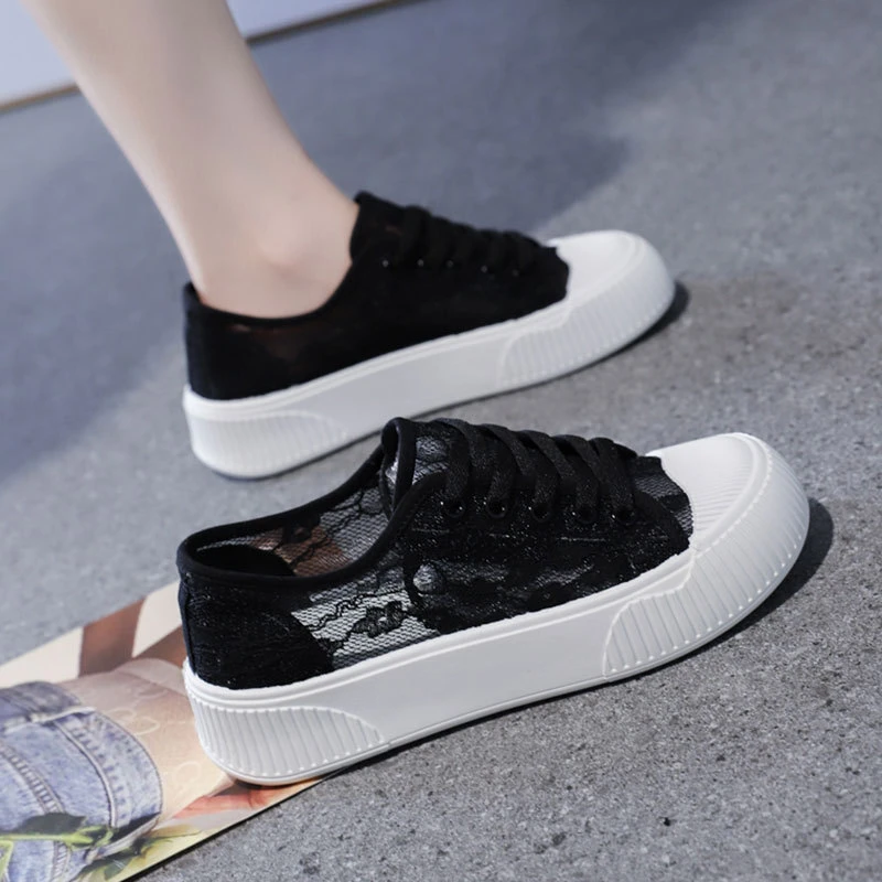 小白鞋女鞋2025年夏季新款薄款透气镂空网鞋厚底运动学生板鞋