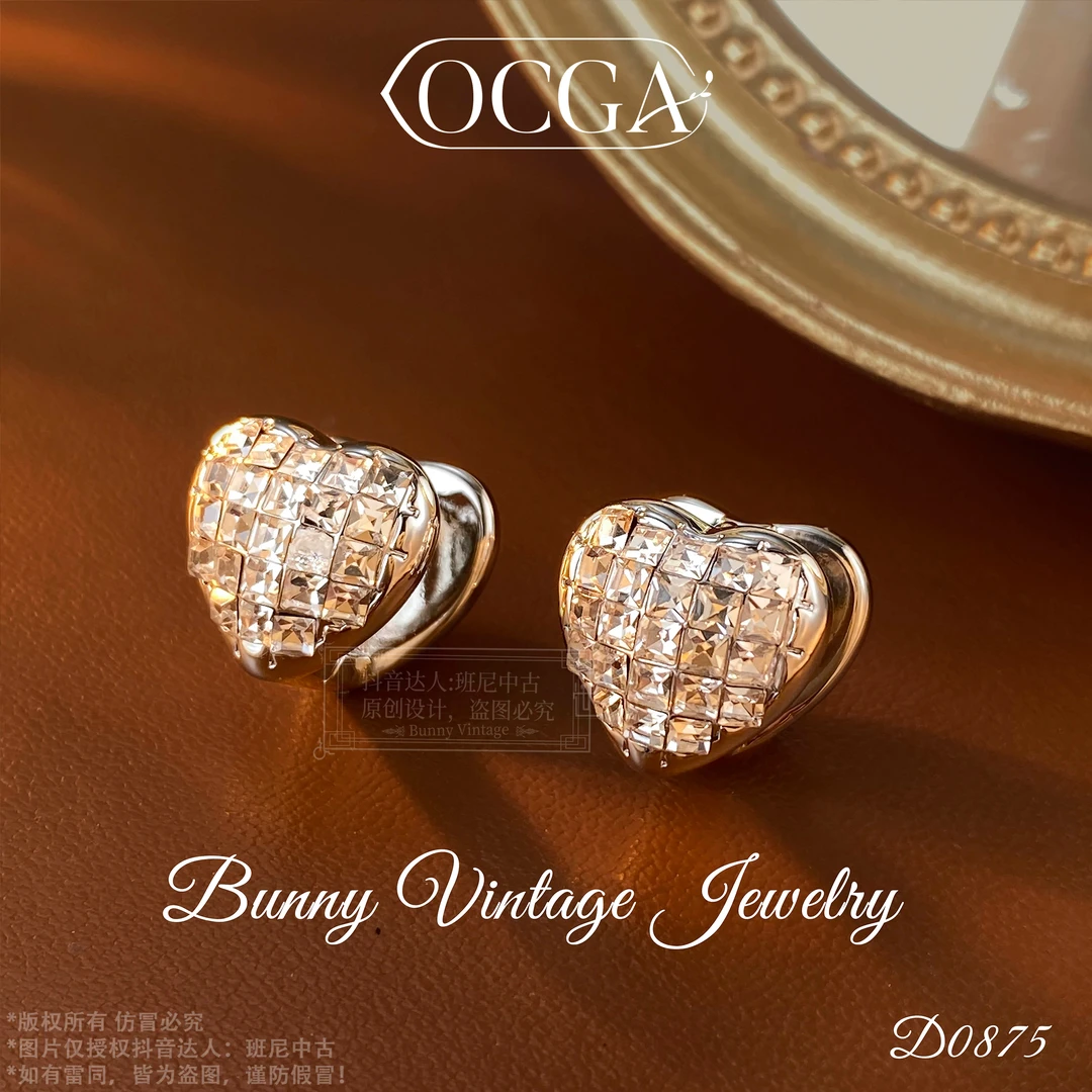 D0452 法【爱心蛋糕】手工CC中古风 秋冬OCGA 金色 耳钉